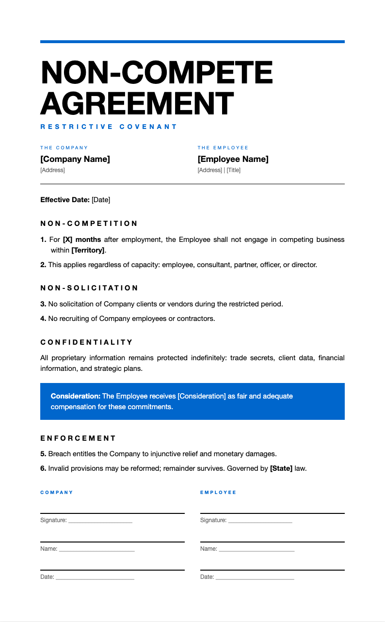 Typographic Pure Non Compete Agreement